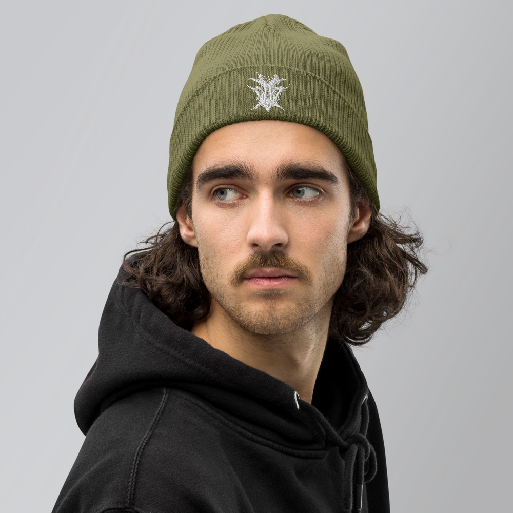 OMXNEMO White Metal Logo Organic Ribbed Beanie